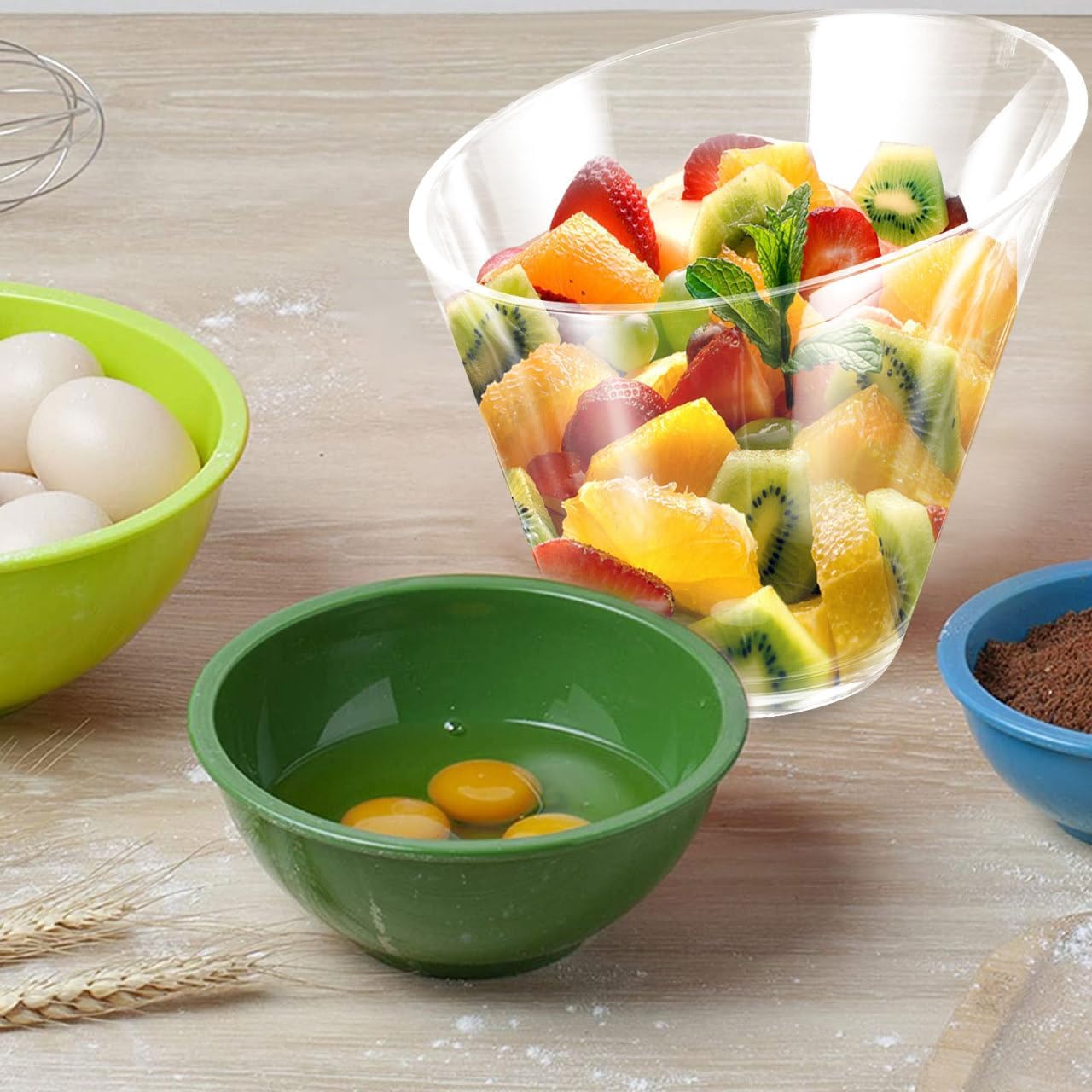 Luxshiny Transparent Salad Bowl Slant Cut Bowl Acrylic Salad Clear Snack Food Serving s Snack Container for Dessert Fruit Vegetable Oatmeal Popcorn (19cm) Vegetable Serving