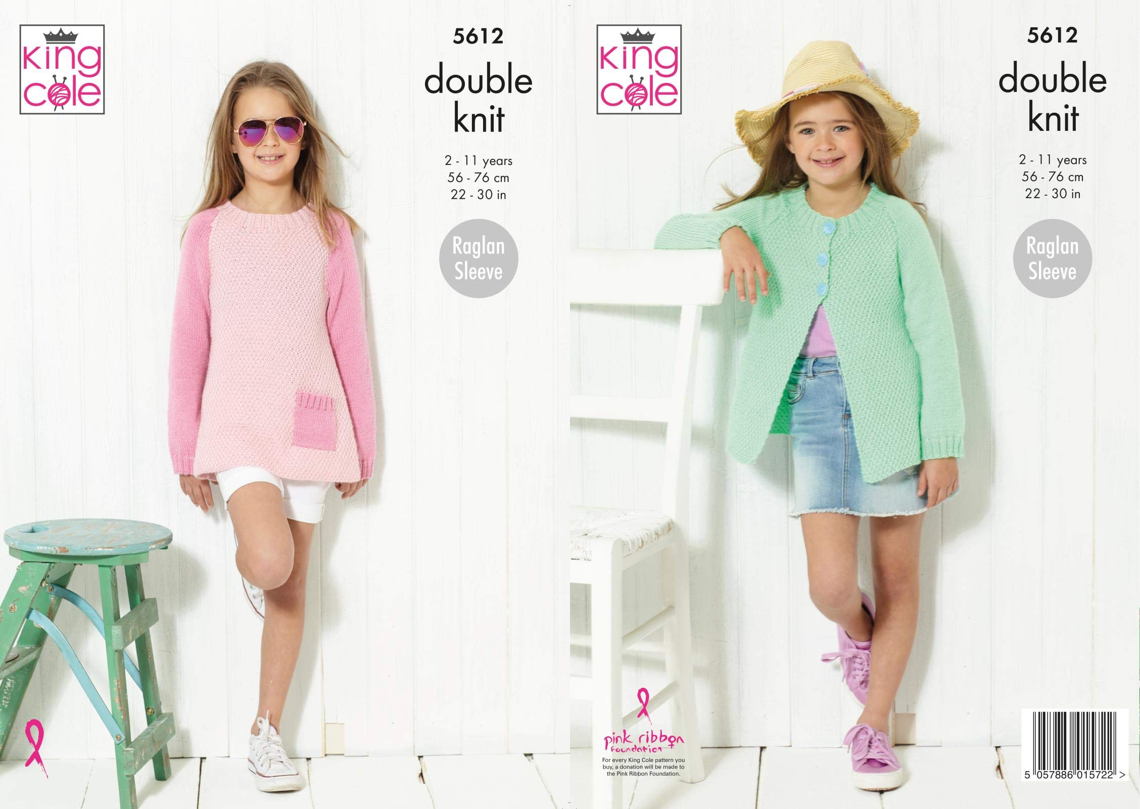 King Cole 5612 Knitting Pattern Girls Cardigan and Sweater in Paradise Beaches DK