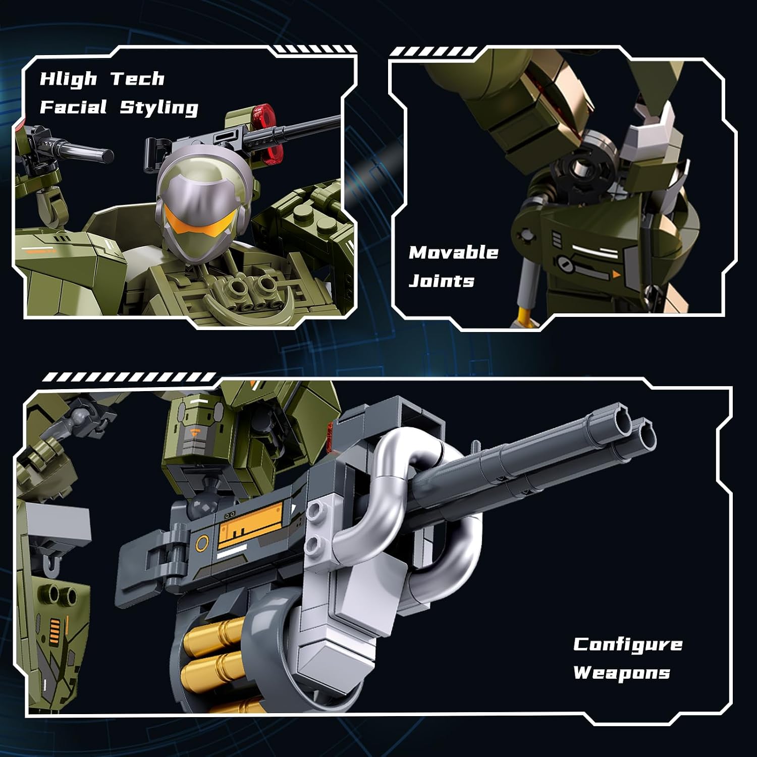 BDXEJV Mech Robot Transforming Building Blocks Set for Adults, Green City Protector Mecha Model Action Figures, Cool Creative Robots STEM Toys Gift for Teens Boys, 598 Pieces