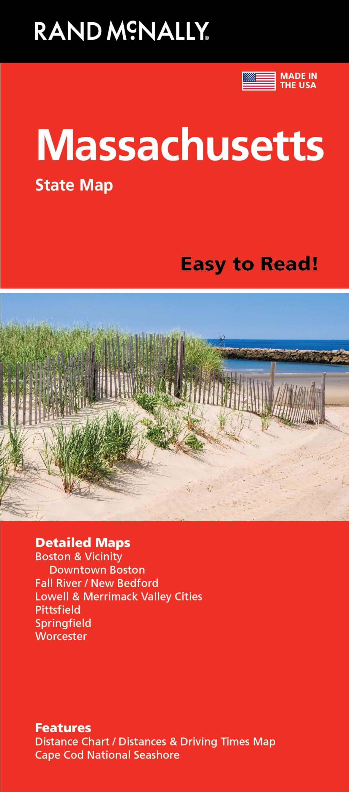 Rand McNally Easy to Read: Massachusetts State Map