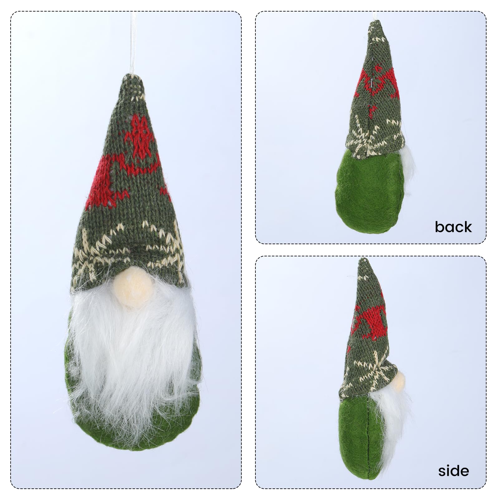 MSQ Lot de 3 décorations de Sapin de Noël à Suspendre en Peluche Décoration | faite à la main Décoration d'intérieur - Vert