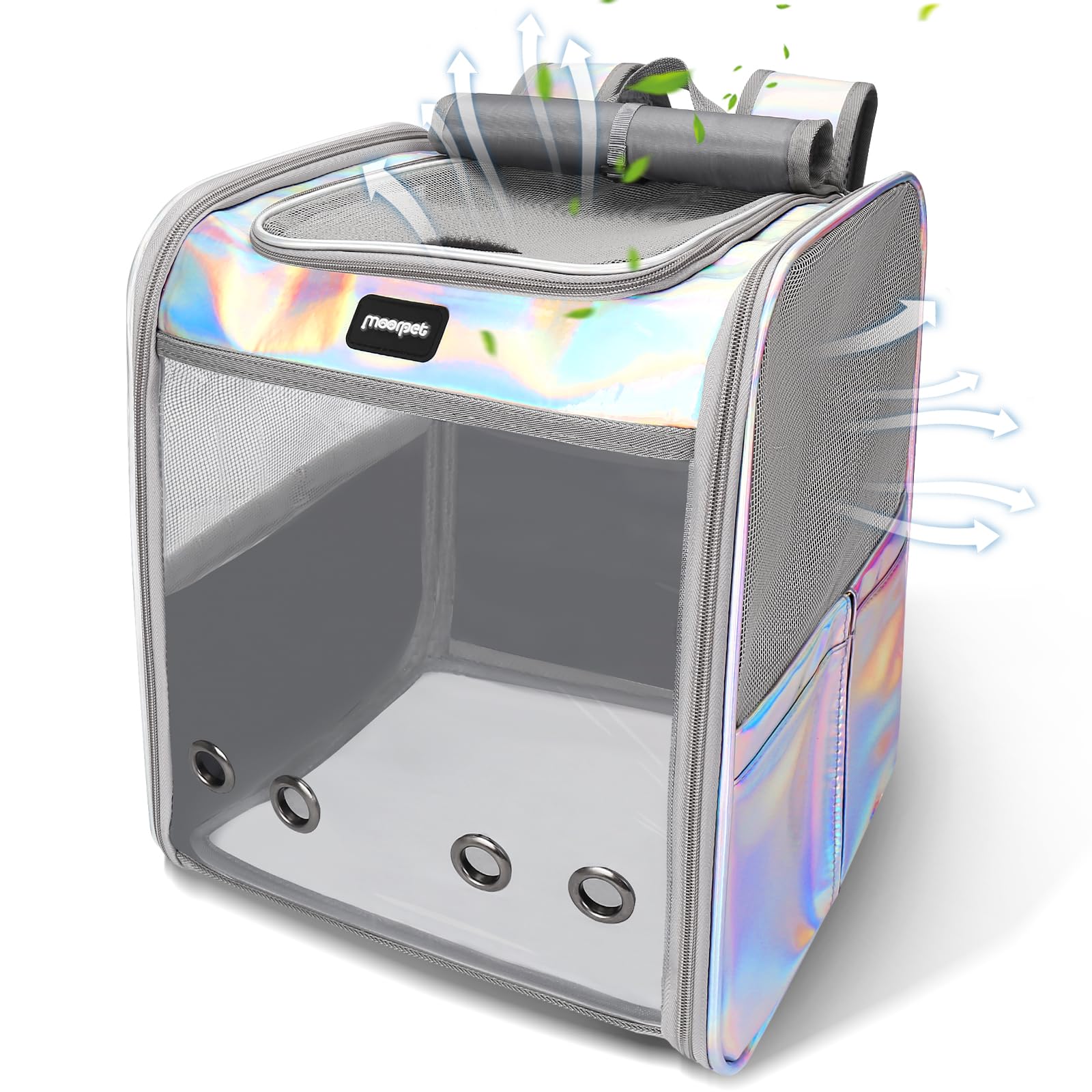 Cat Backpack Carrier, Large Pet Carrier Backpack for Medium Small Cat Dog Kitty Puppy Bunny up to 20lbs, Ventilated Mesh Dog Travel Backpack for Hiking Walking Outdoor Use (Rainbow)