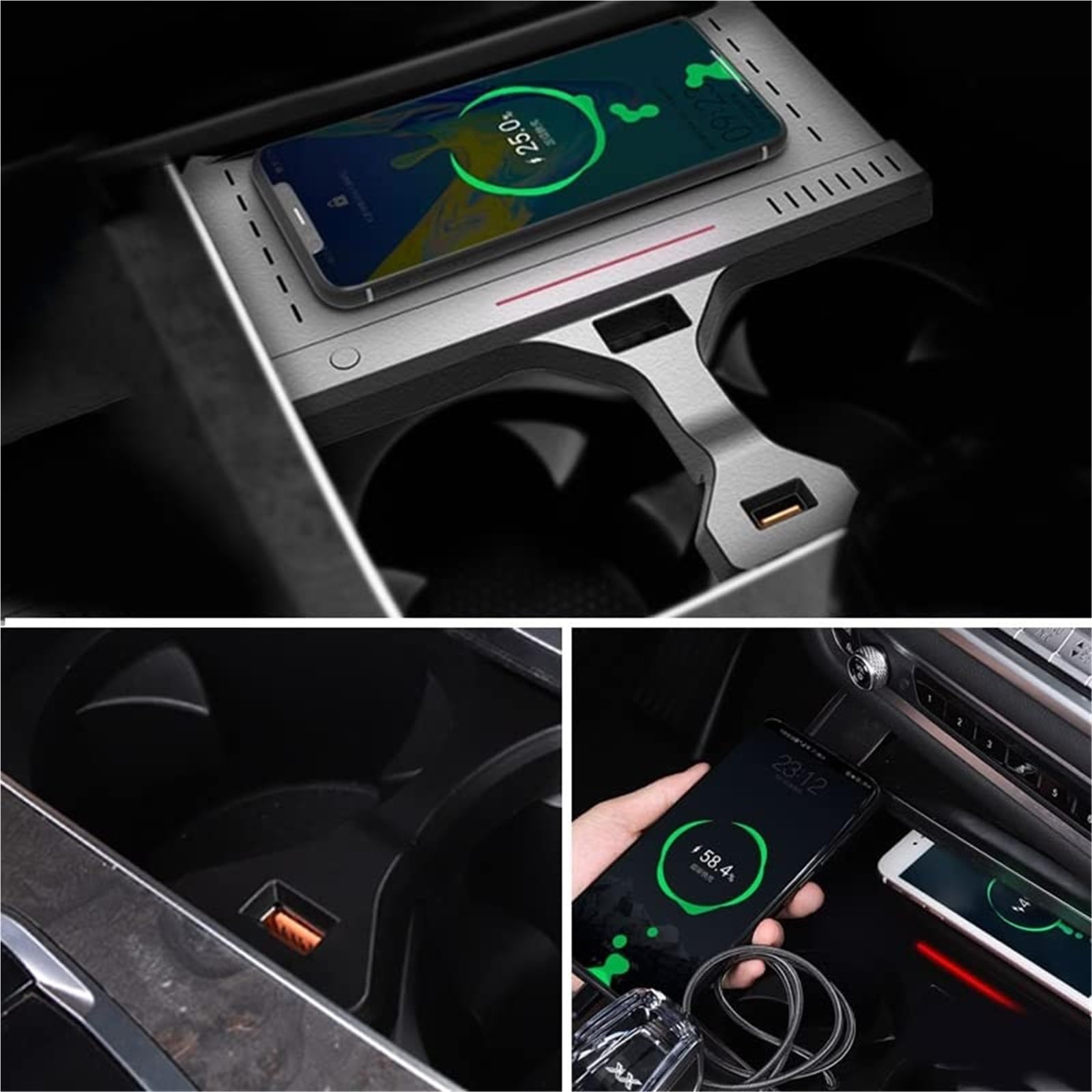 Ładowarka bezprzewodowa Vtear Car QI, do akcesoriów X5 G05 X6 Modyfikacja wnętrza 15 W Szybka płytka ładująca telefon 2019 2020 2021 Bezprzewodowa ładowarka samochodowa