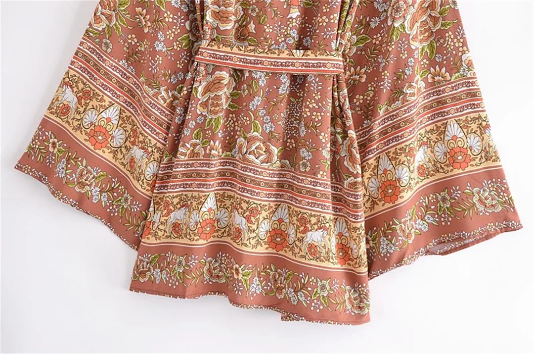 Disimlarl Abito da donna con maniche a pipistrello, stile bohémien, kimono, scollo a V, corto, copricostume bikini