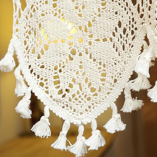 Miniatura 6 de Cenefa de cortina de ganchillo bohemio para ventana de cocina, retro, rústico, de algodón, con encaje, corta, bolsillo para barra con borlas para