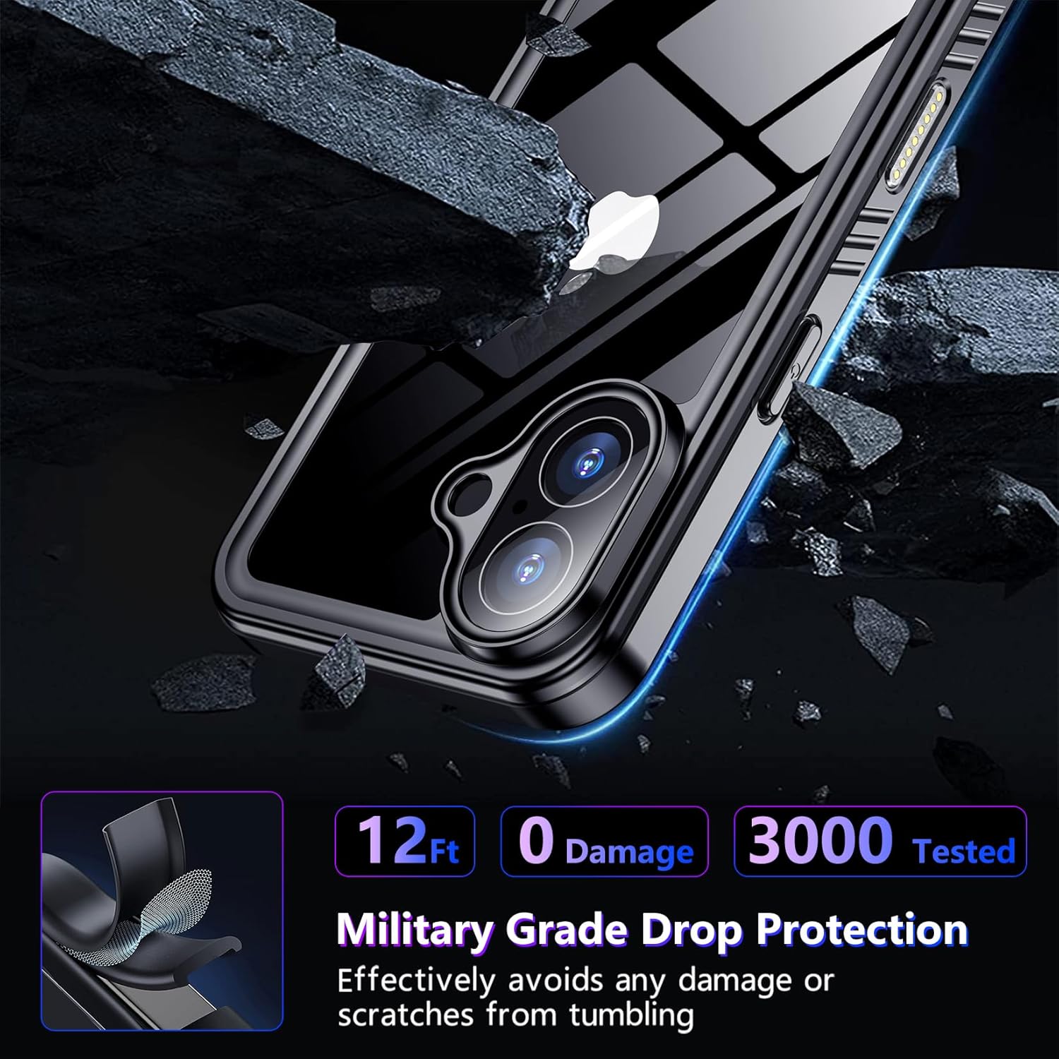 2025 New Designed for iPhone 16 Case Waterproof, [Built-in Screen Protector & Glass Camera Protector][Full Body Shockproof][IP68 Underwater][Dustproof][Dropproof] Phone Case for iPhone 16 6.1" - Image 4