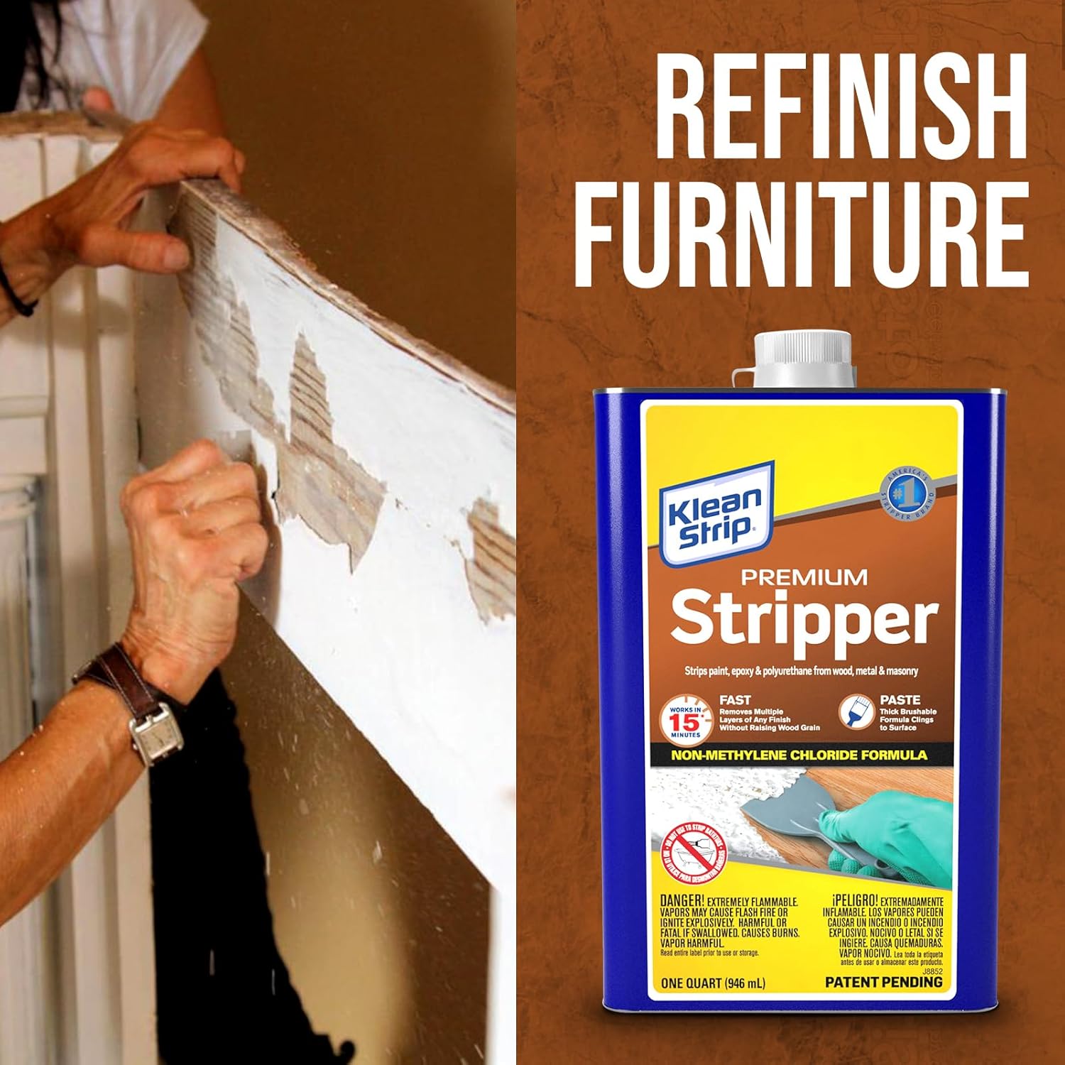 Klean Strip Premium Stripper Epoxy Polyurethane Varnish and Paint Remover for Wood Metal and Masonry- Engine Paint Remover- Furniture Stripper-Available with Centaurus AZ Gloves -1 QT
