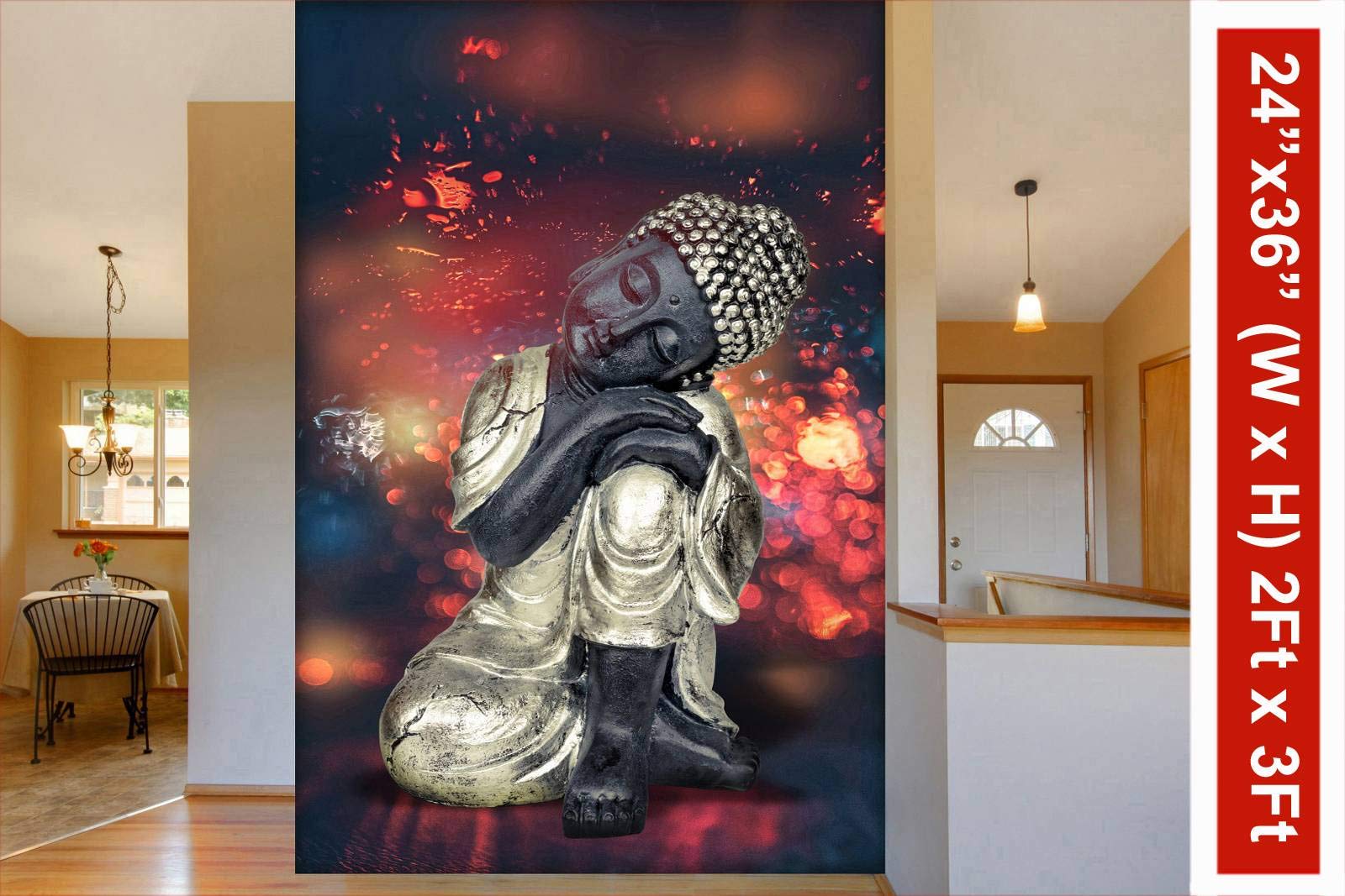 999STORE 3D Print Latest Door Living Room Bed Room Home Hall Wall Stickers Sheet roll Lord Gautam Buddha Budha Golden Mural Walpaper Paper (Vinyl Self Adhesive 24X36 Inches) NonW230995