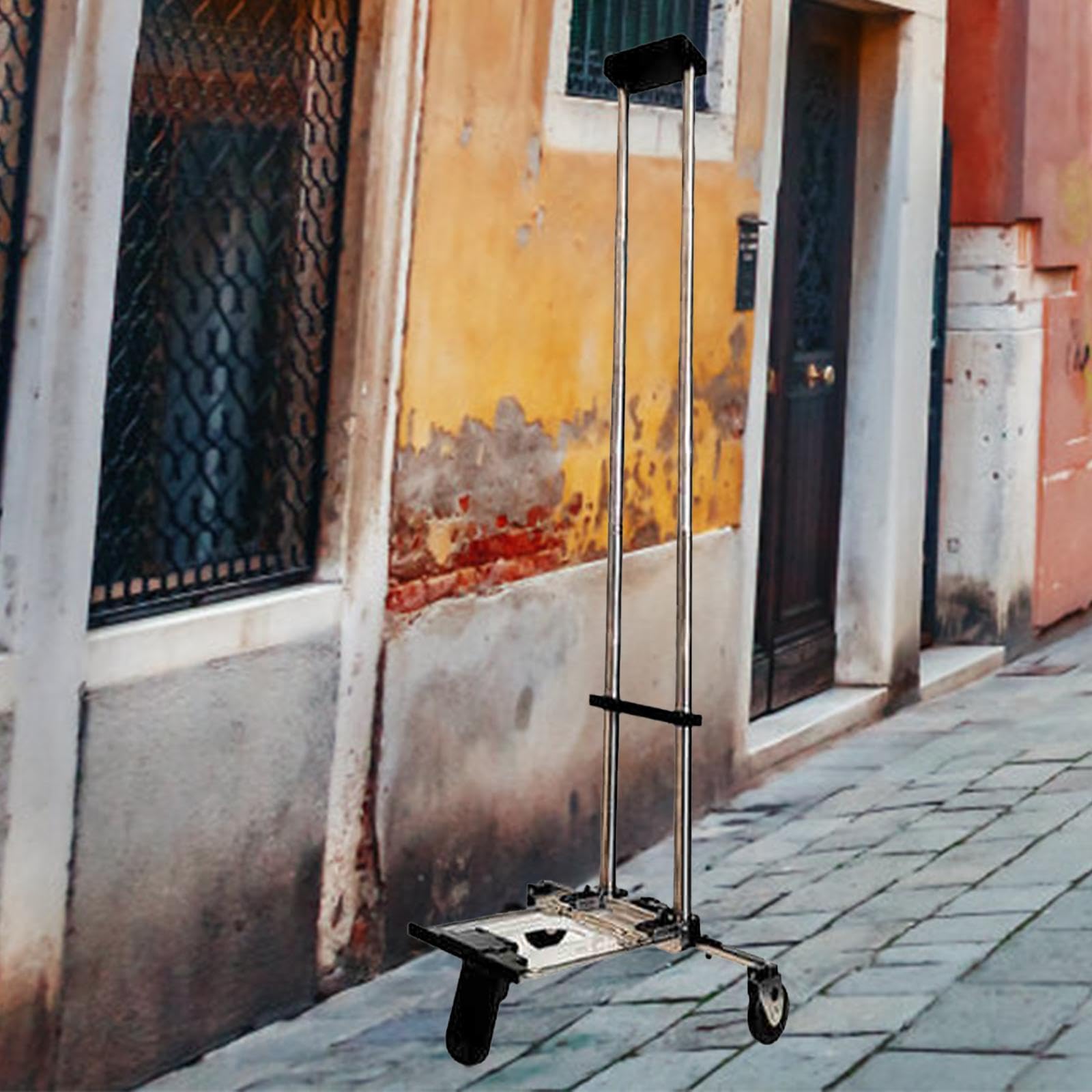 Mini Carrello Da Trasporto, Mano Pieghevole, Capacità di Carico 25 Kg, Carrello per, Trasporto Bagagli, Ufficio, Casa, Nero
