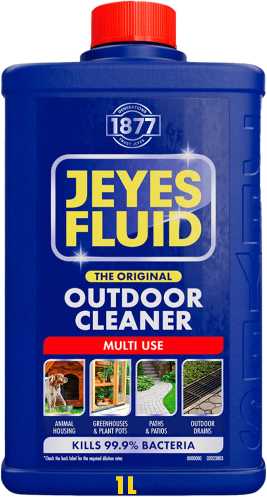 Jeyes Fluid Outdoor Cleaner (1 Litre). Multi Use Disinfectant Liquid - Kills 99.9% Bacteria, Patio Cleaner Fluid for Greenhouses, Paths, Pet Housing - Tackles Dirt, Rust & Limescale - Protects Family