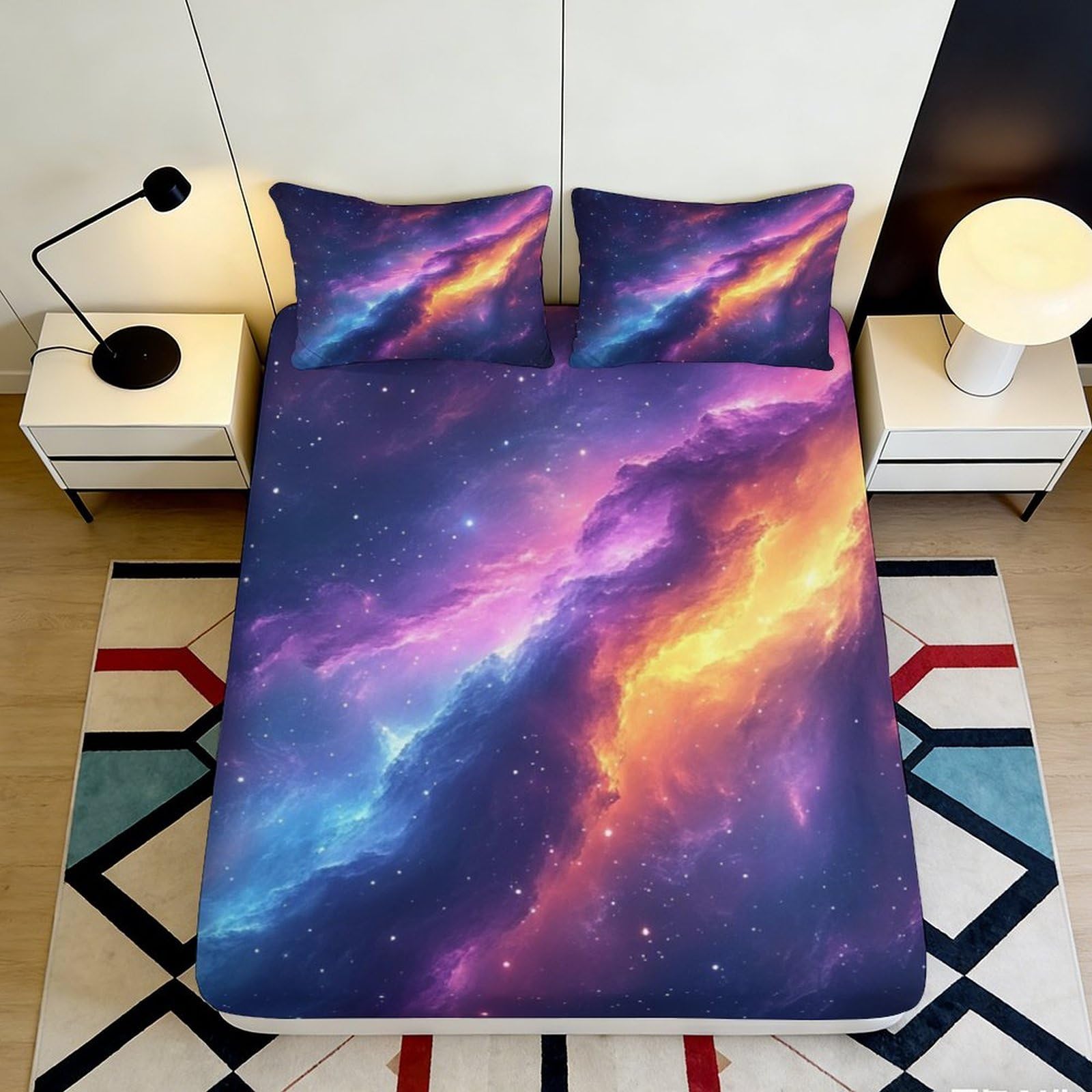 3D Printed Peacock Feather Fitted Sheet Microfiber Deep Pocket Non-Slip Peacock Feather Mattress Fitted Cover Bedroom 140x200x25cm