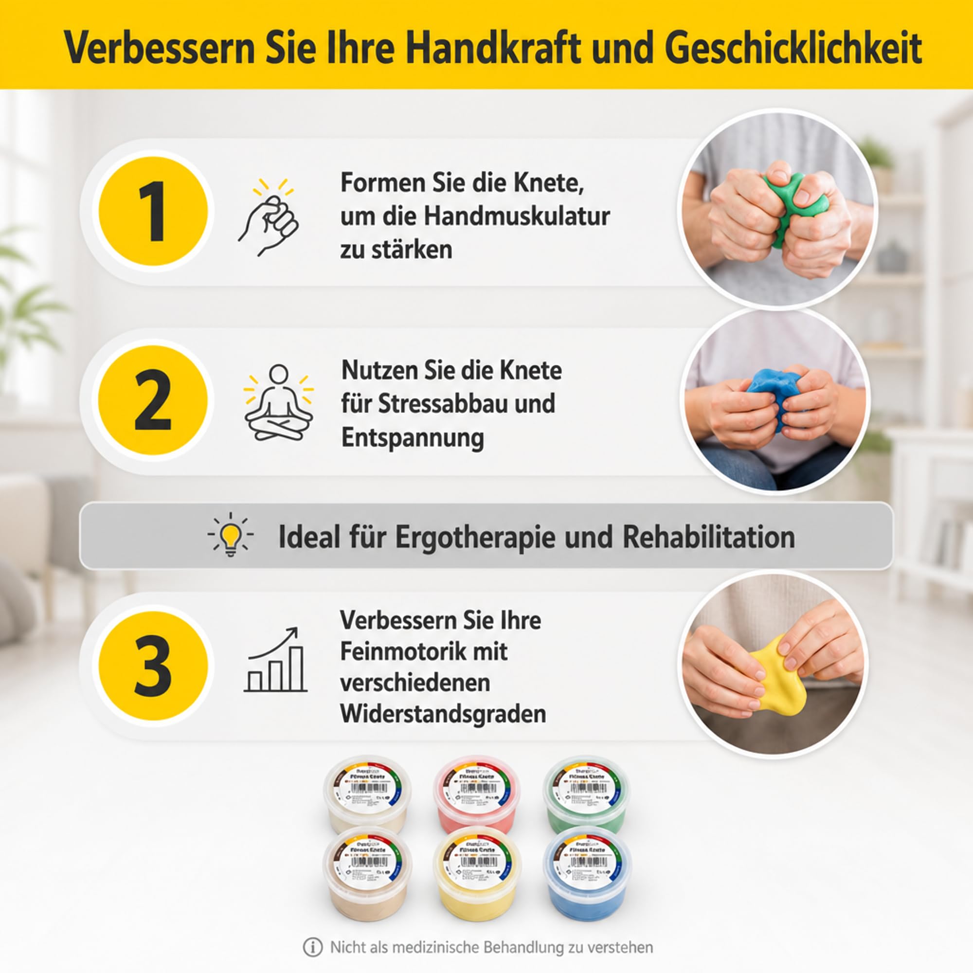 ATC Handels GmbH Terapia arcilla 85 g, masilla para entrenamiento manual, terapia amasar arcilla