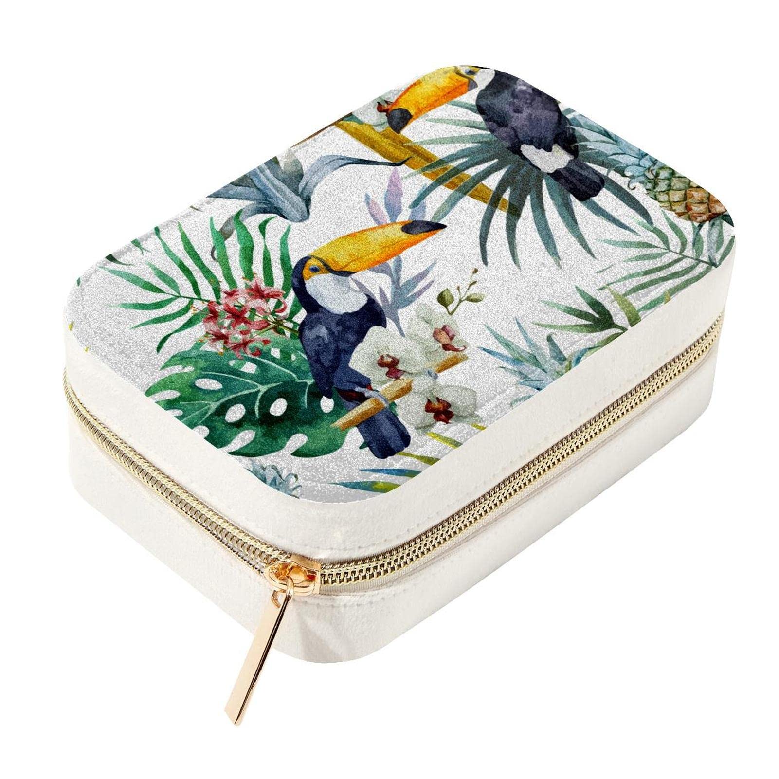 Boîte à bijoux animal tropical compacte 15cm pour colliers