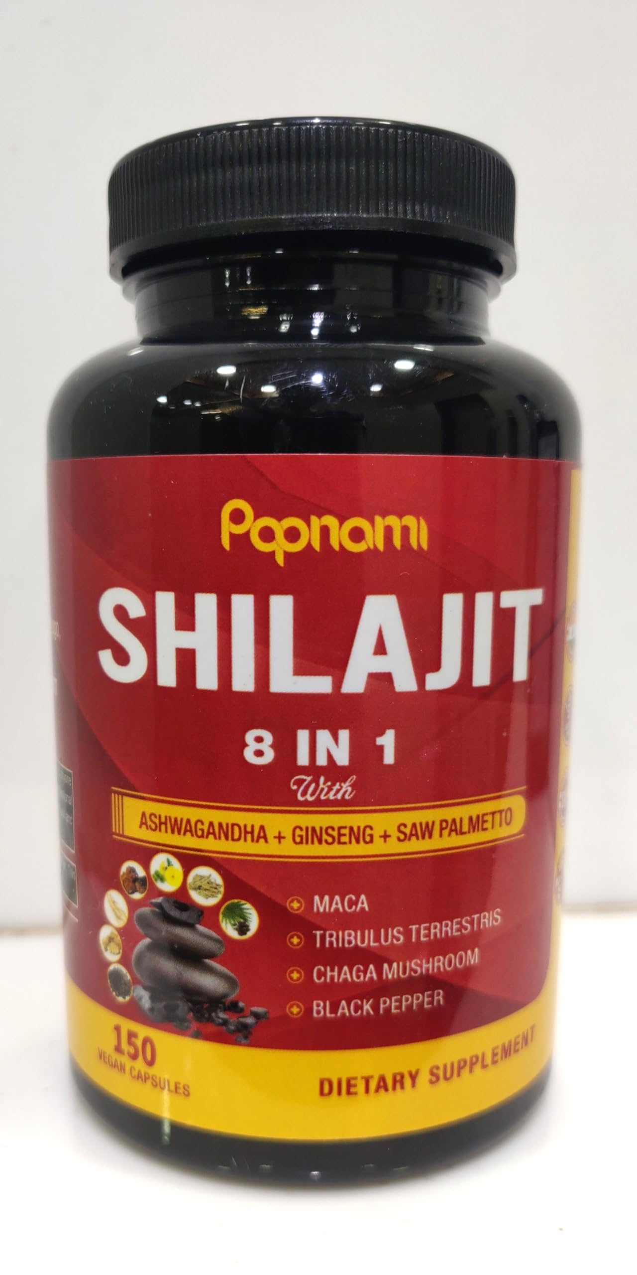 Shilajit Himalayan Supplement for Men & Women - 150 Capsules Combined Ashwagandha, Ginseng, Saw Palmetto, Maca, Tribulus, Chaga & Black Pepper