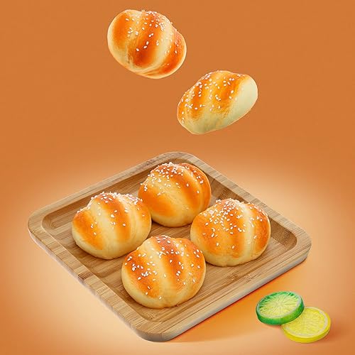 Miniatura 4 de Gresorth 6 piezas de material PU falso pastel artificial pan de sésamo decoración modelo cocina juguetes fotografía Prop
