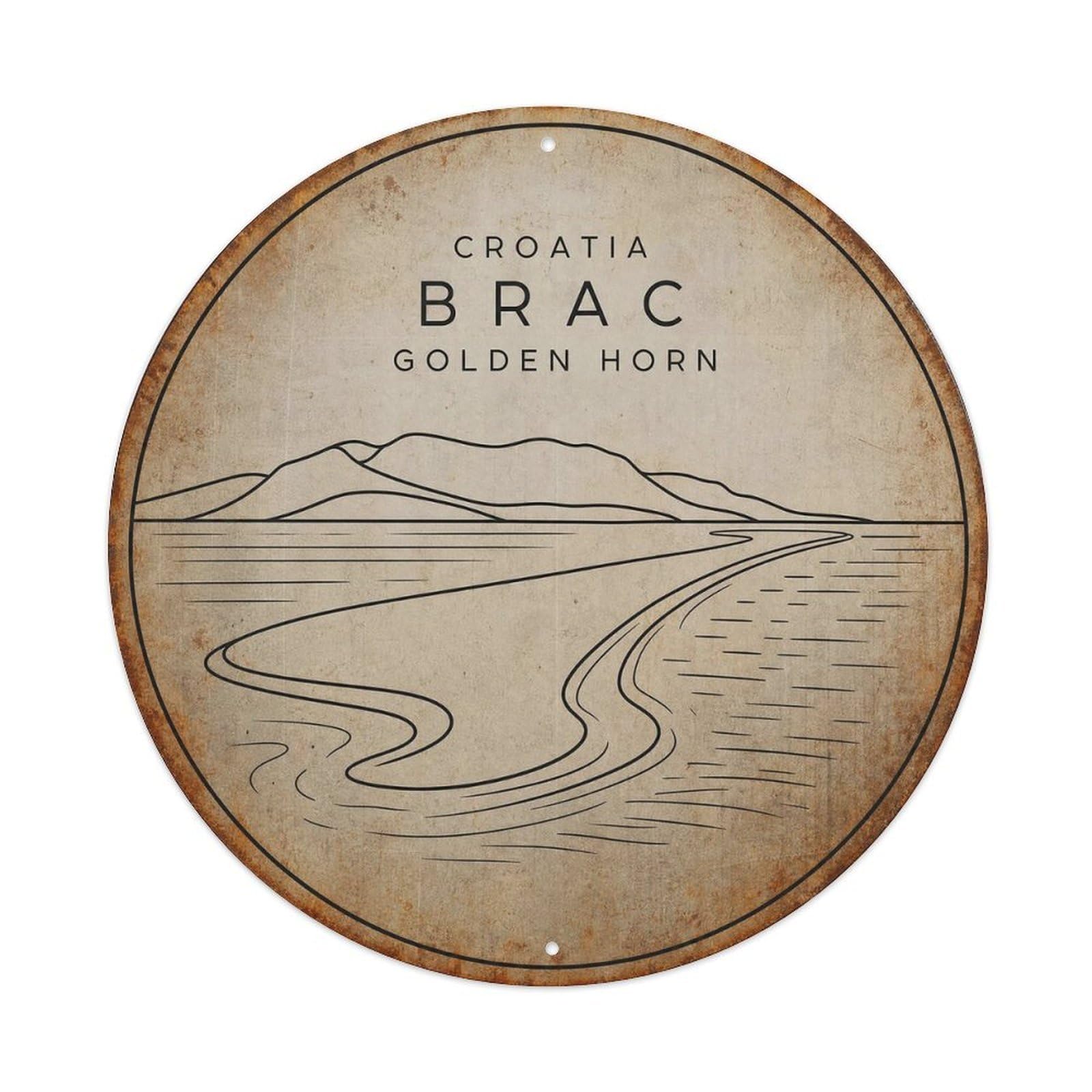 Brac Golden Horn Croatian Minimalist European Journey Metal Tin Sign