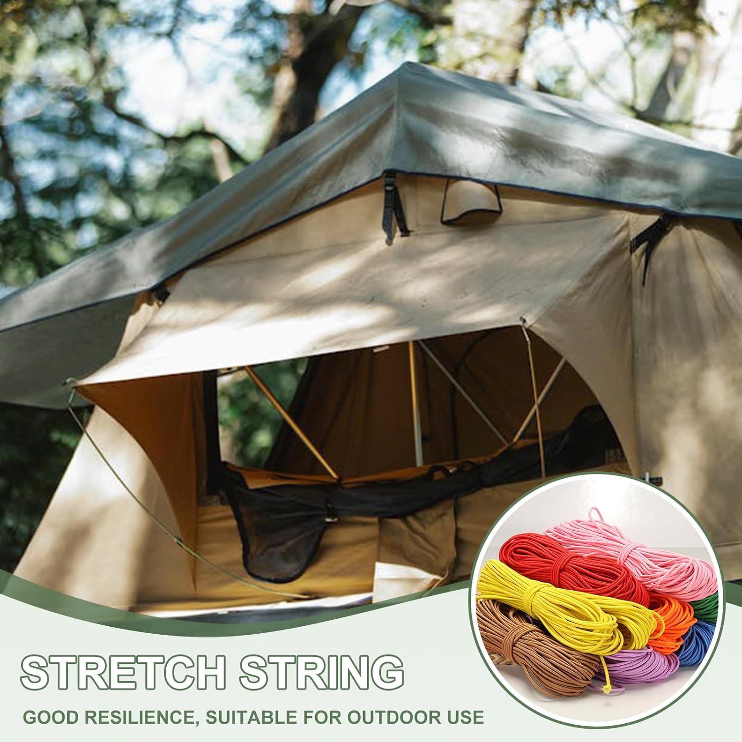 Shock Cord, Elastic Cord Marine Grade Bungee Rope Stretch String - Fitting for (DIY Projects - Sewing - Tie Downs - Tent Pole - Kayak Strap) 1/8 Inch x 33 ft & Beige