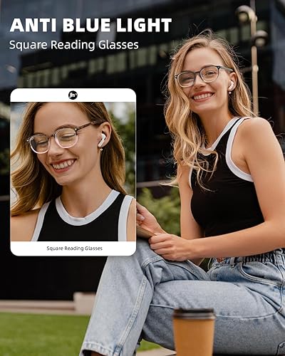 Miniatura 10 de JM Juego de 4 lentes de lectura con bisagra de resorte de calidad, para hombres y mujeres