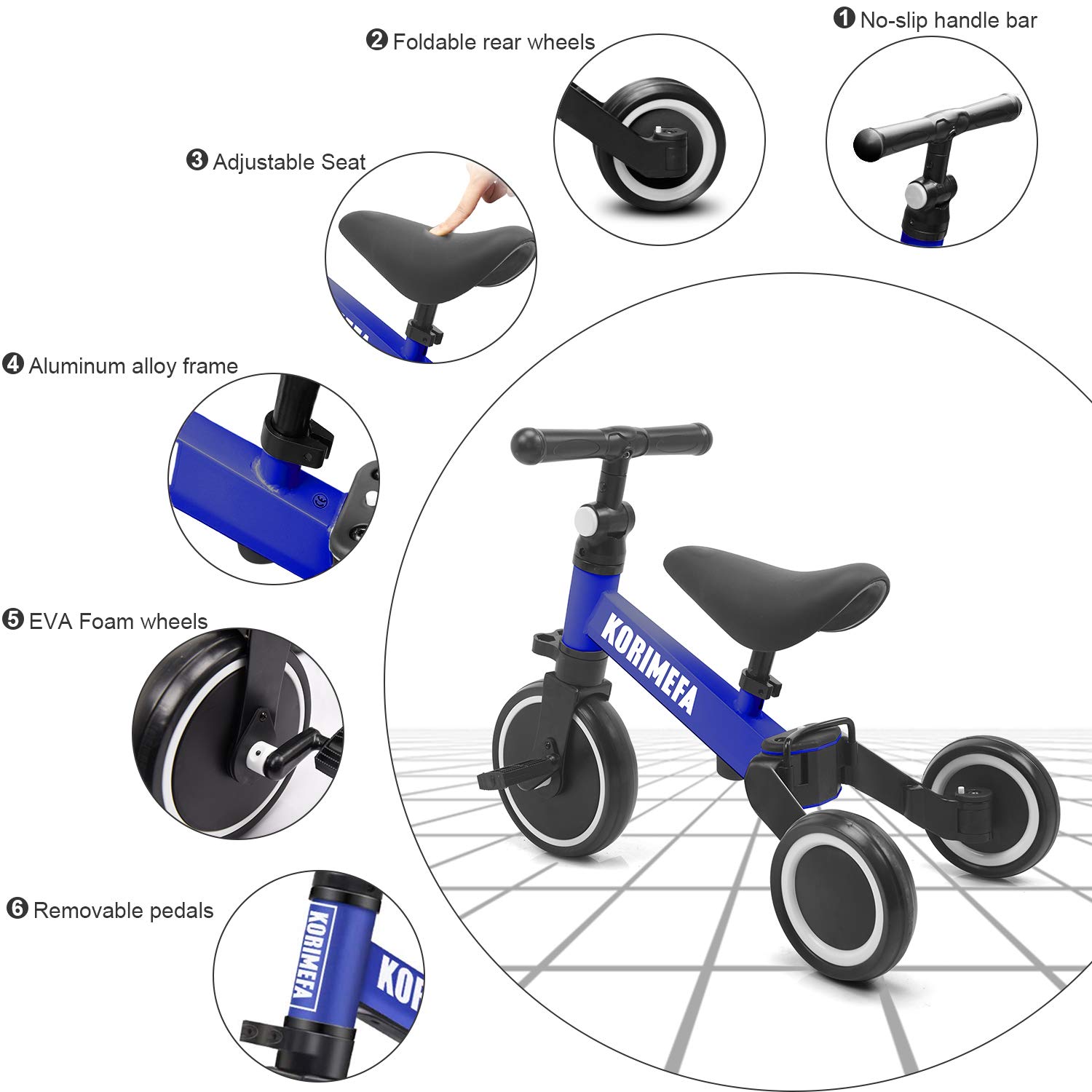 KORIMEFA 3 IN 1 Kids Trike for 13 Years Old Boys Girls Toddlers