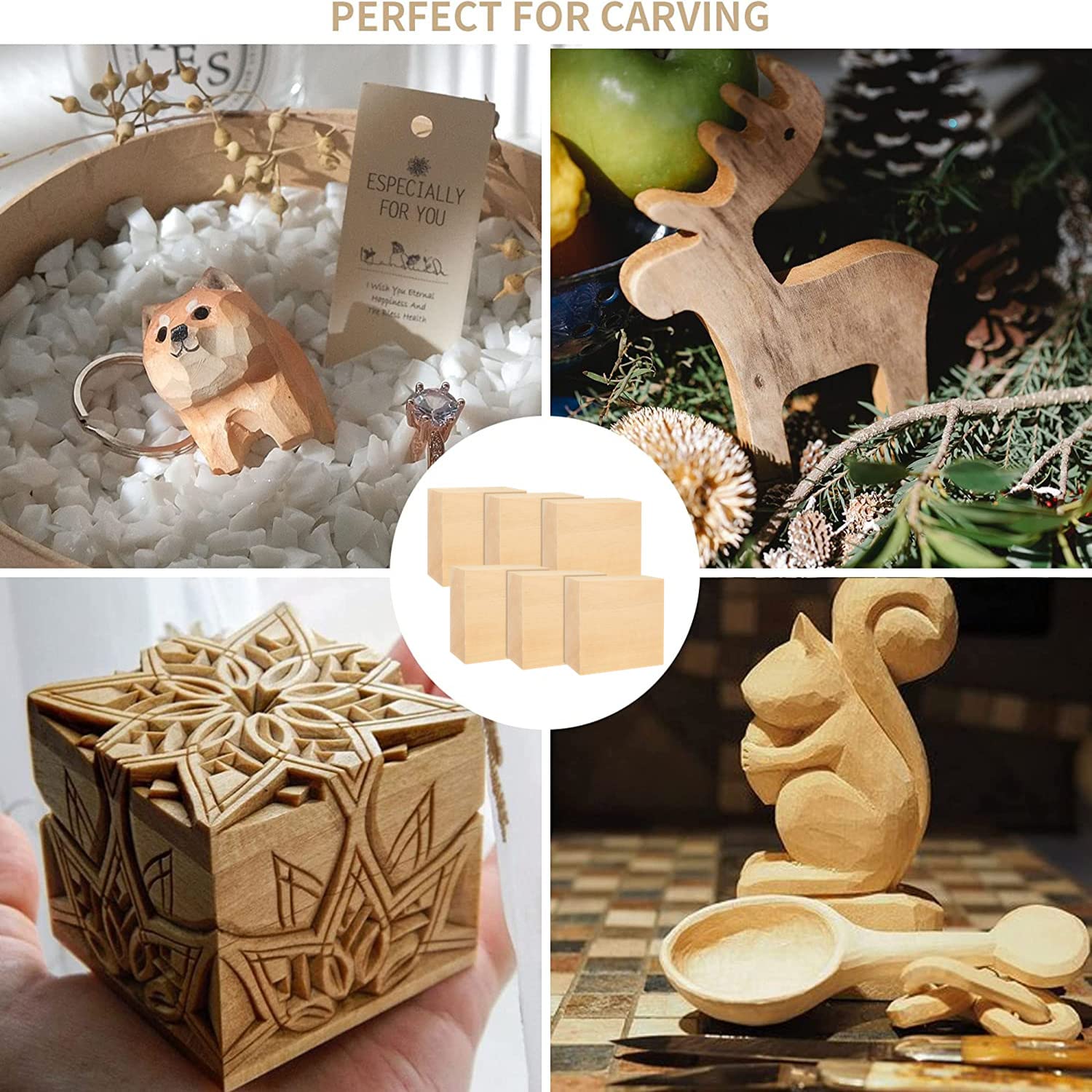 12 klocków do rzeźbienia z drewna lipowego, 10 x 10 x 2,5 cm, niedokończone drewniane klocki do rzeźbienia, drewniane kostki, miękkie, lite drewno dla początkujących lub doświadczonych rzeźbiarzy