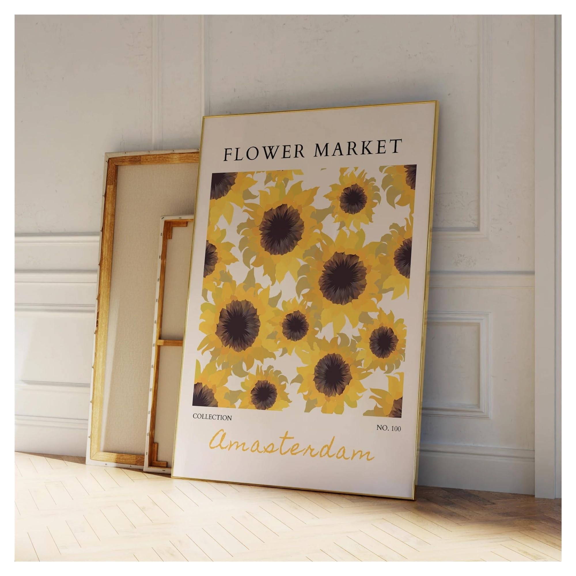 Impression sur toile peinture salon moderne affiche fleurs jaunes 50x70