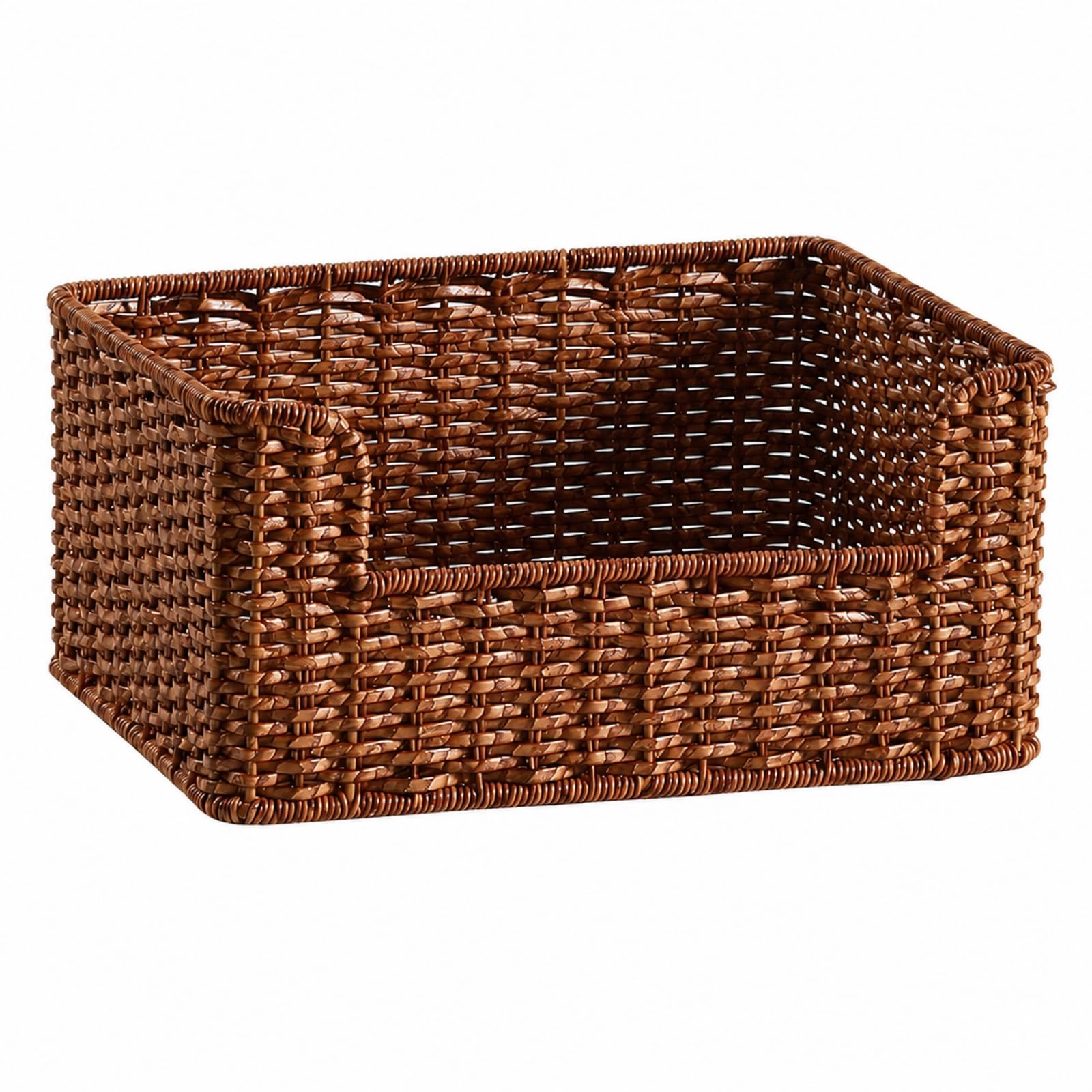 Gralara Cesta Rectangular Almacenaje y Exhibición Tejida Cesta Mimbre Sintético Rústica Cestas Organizadoras para Dormitorio, Estilo A
