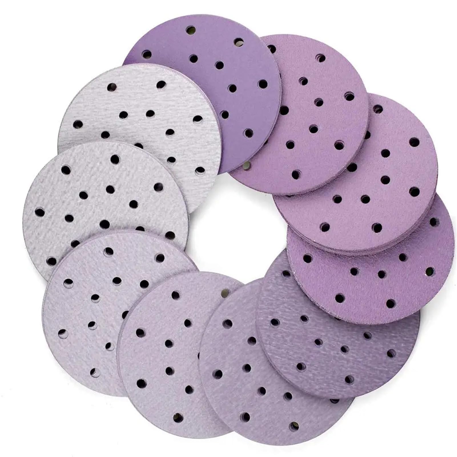 6-calowe 17-otworowe tarcze szlifierskie - papier ścierny o ziarnistości 60-2000 na mokro i sucho do zastosowań motoryzacyjnych(600 Grit 10 Pcs)