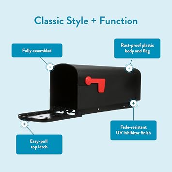 Architectural Mailboxes Parsons Post Mount Mailbox, Black, Medium