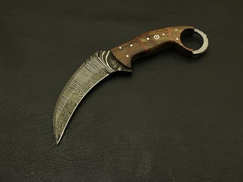 CUCHILLO DE CAZA DE KARAMBIT DE MADERA DE ROSA PERSONALIZADO HECHO A MANO DE MADERA DE MADERA DE MADERA DE MADERA DE MADER