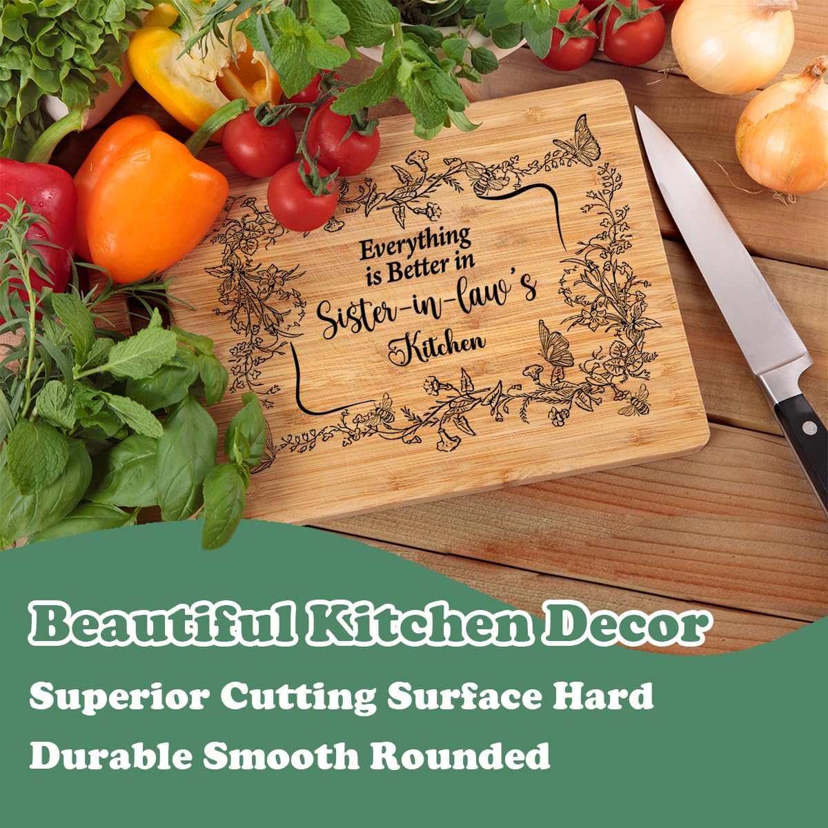 Sister in Law Gifts Cutting Boards for Kitchen, Best Mother's Day Birthday Gifts for Sister in Law Chopping Board, Gift for Sisters-in-Law Kitchen Decor Board - Image 2
