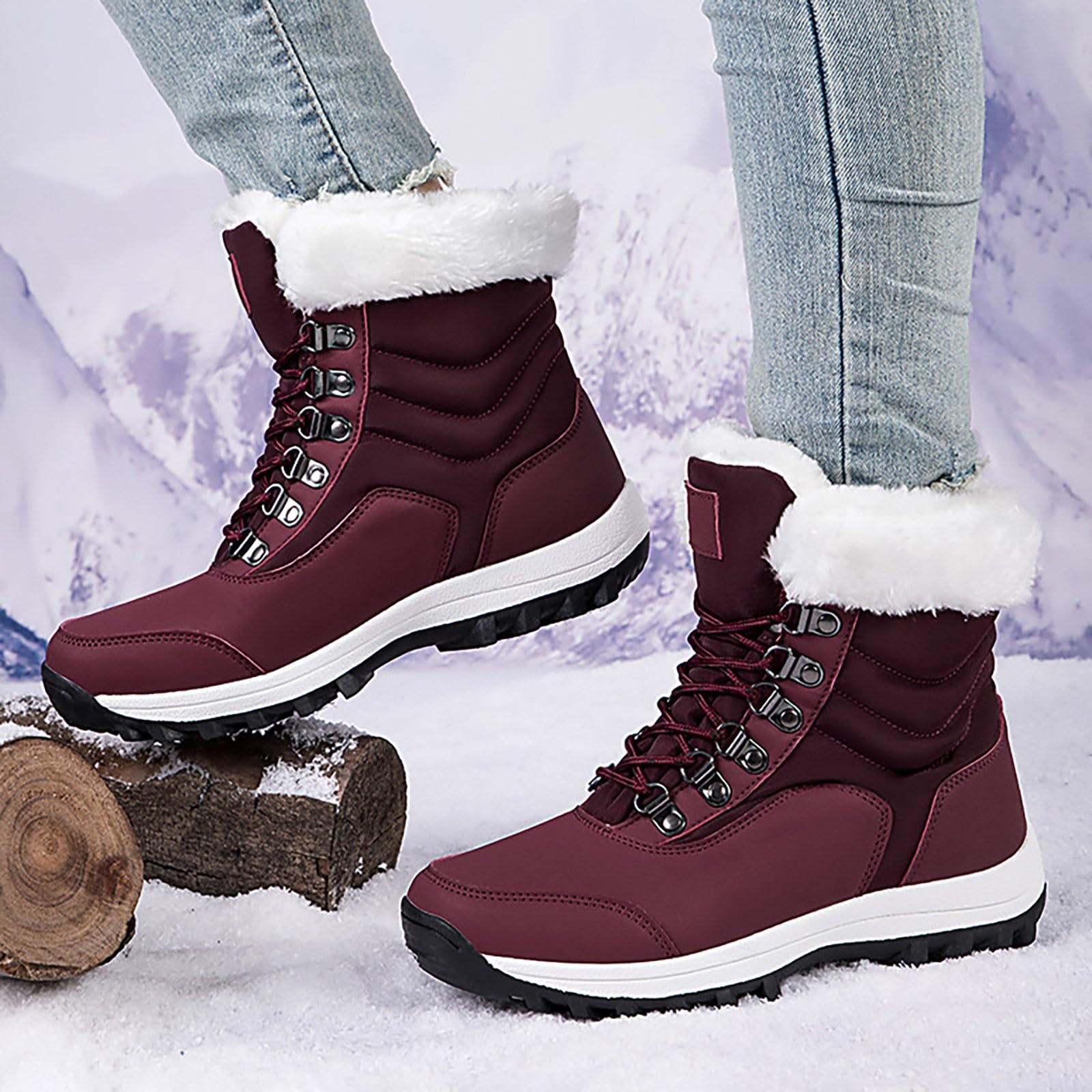 Scarpe da Trekking Uomo Impermeabili Stivali Stivaletti Neve Lunghi in Cotone Mantengono Caldi per Le Donne al Ginocchio Donna