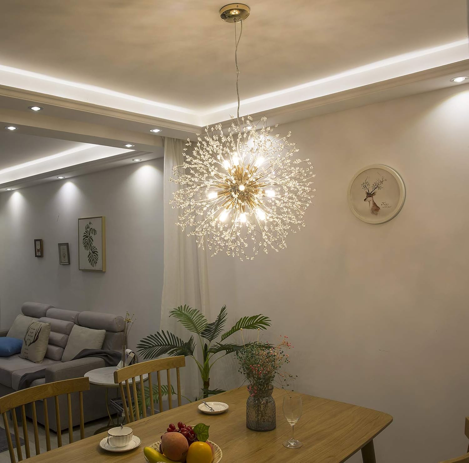 Gеt Dіѕсоunt 70% Prісе Garwarm Modern Firework Chandeliers,Crystal Chandelier Pendant Lighting,Ceiling Lights Fixtures for Living Room Bedroom Restaurant,8-Light,Gold