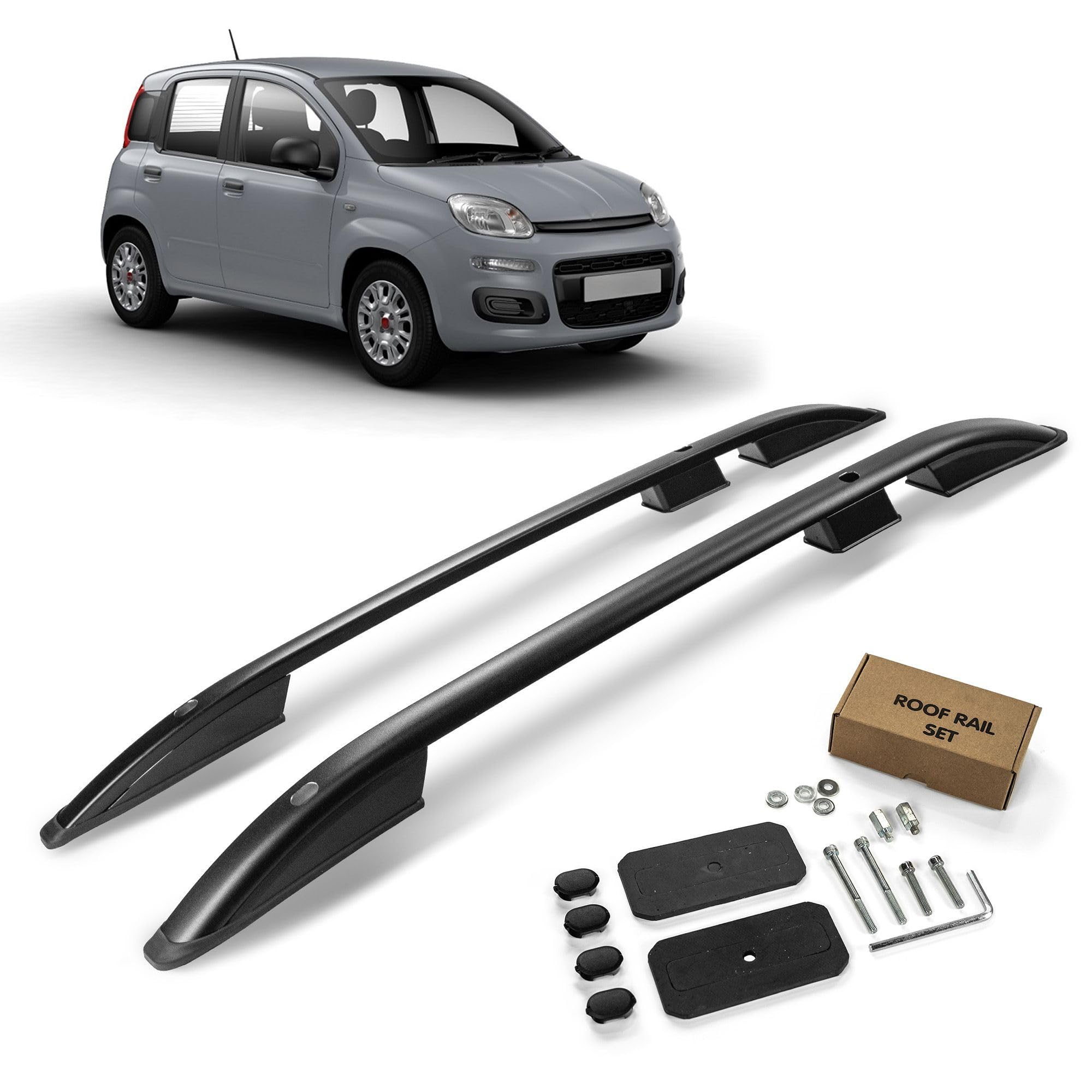 CHROMEMASTER | Les Barres de Toit Compatible avec Fiat Panda Hayon 2012+; Rails de Toit Conçus pour Le Montage de Barres de Toit, de Coffres de Toit, de Porte-vélos | Aluminium Durable