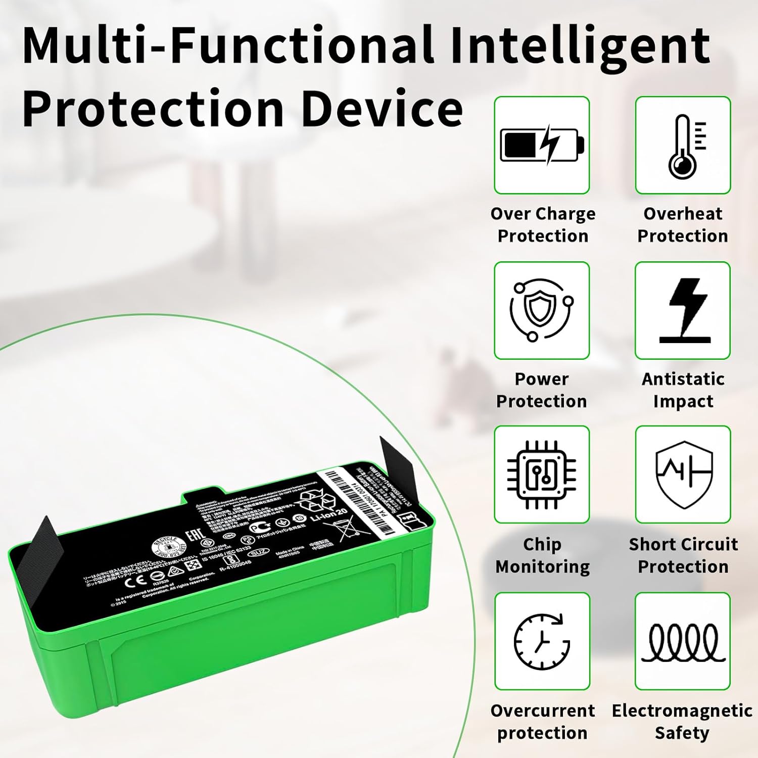 Upgraded 6500mAh 1800Li Battery Replacement for iRobot Roomba 900 800 700 600 500 Series Compatible with Roomba 980 960 981 970 965 801 805 850 860 890 891 895 830 730 735 740 695 690 685 680