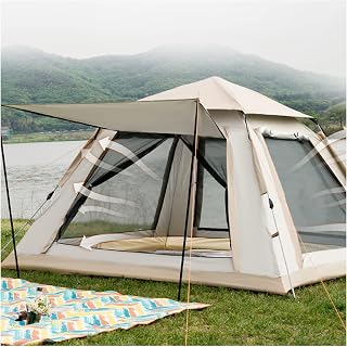 Pop-Up Tents 4 People Pop Open In Three Seconds,Double Doors and Four Windows Large Tent Advanced Stable Best Waterproof Tent Ideal for Camping in the Garden