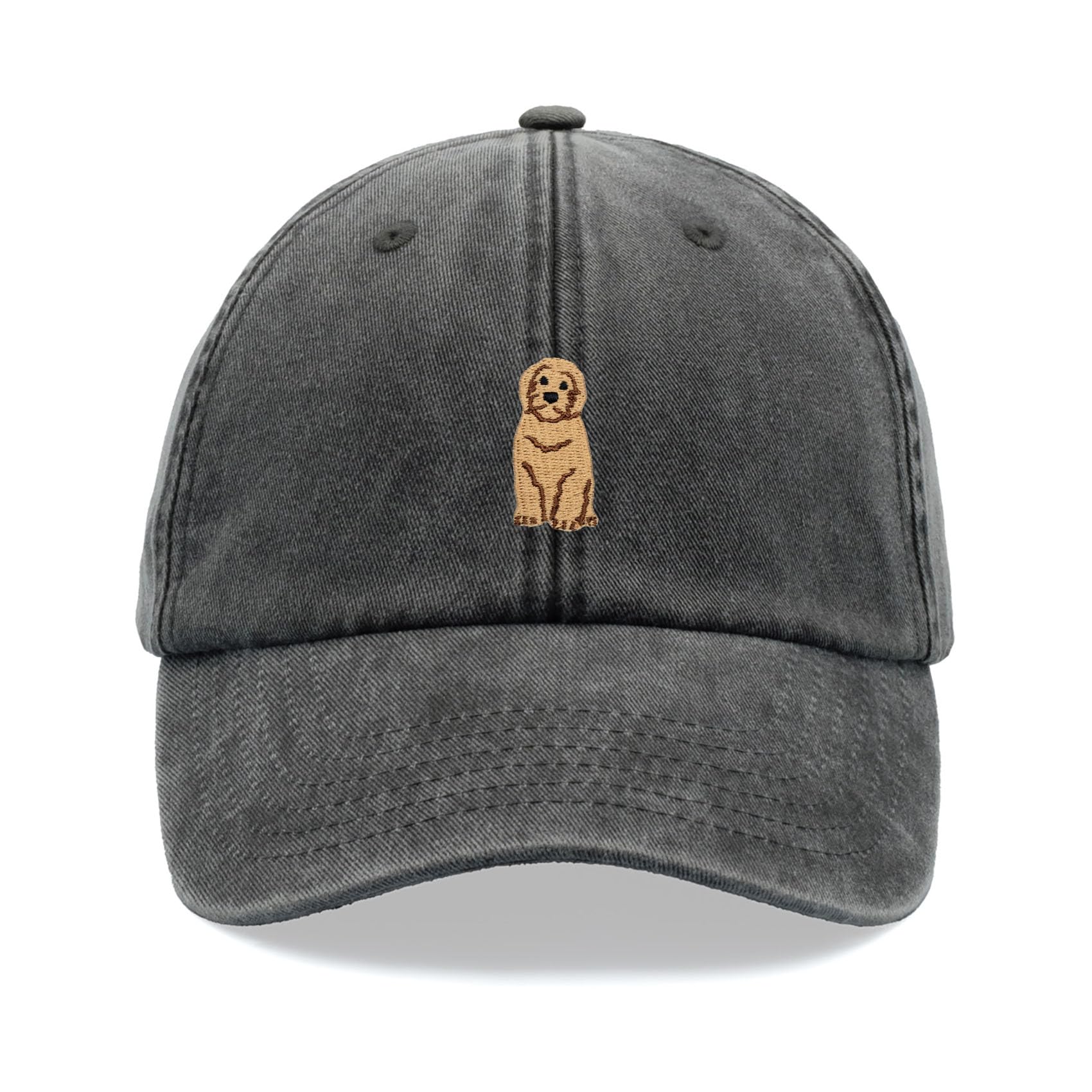 Doodle Dog Golden Baseball Cap Vintage Washed Unisex Dad Hat Adjustable Labradoodle Goldendoodle Black