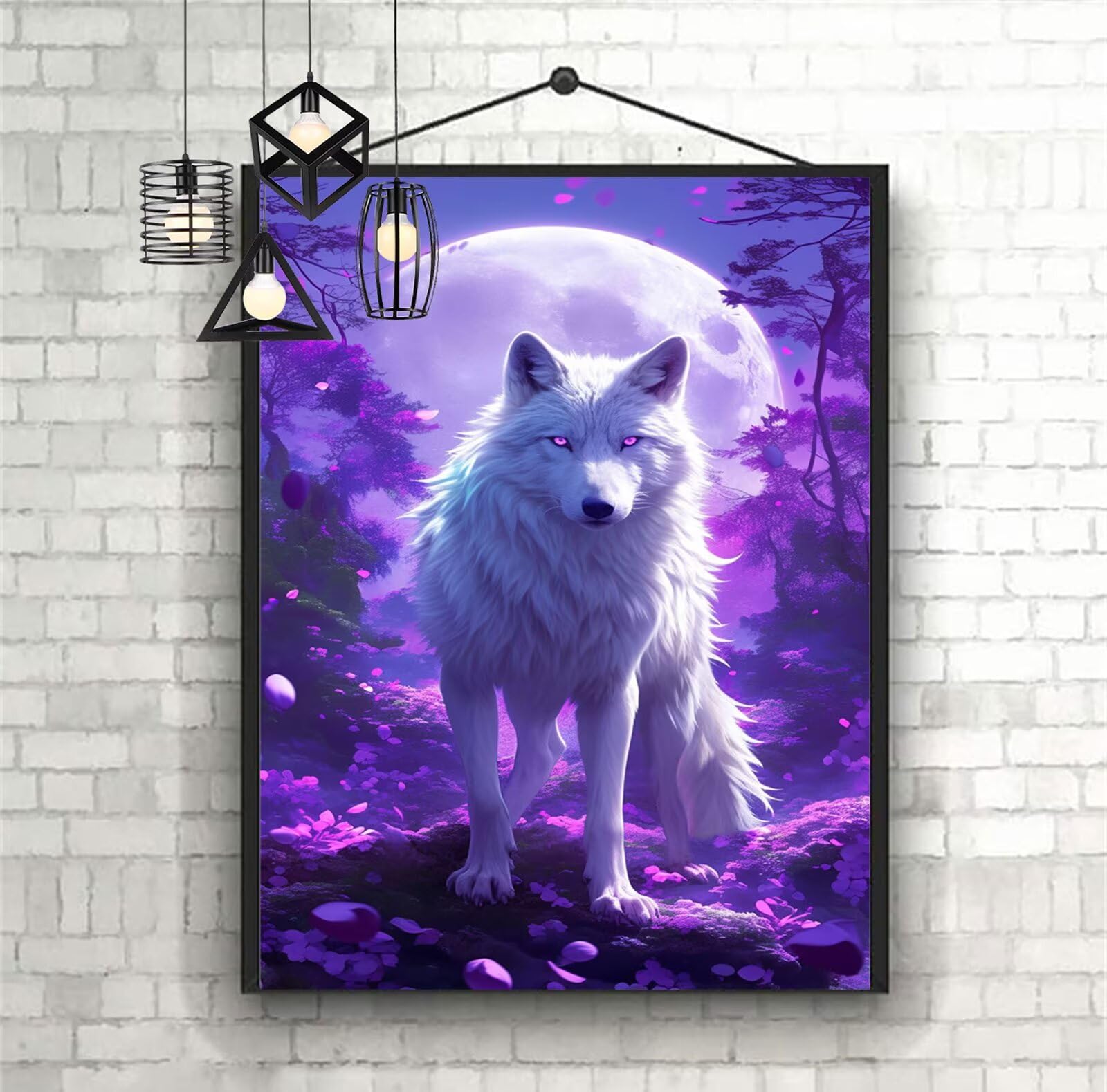 Diamentowe malowanie księżyc diament malowanie dzieci 100x150cm 2025 diamentowe malowanie wilk, DIY diamentowe rysunki ścieg krzyżykowy rzemiosło dla dorosłych, obraz diamentowy dekoracja domu