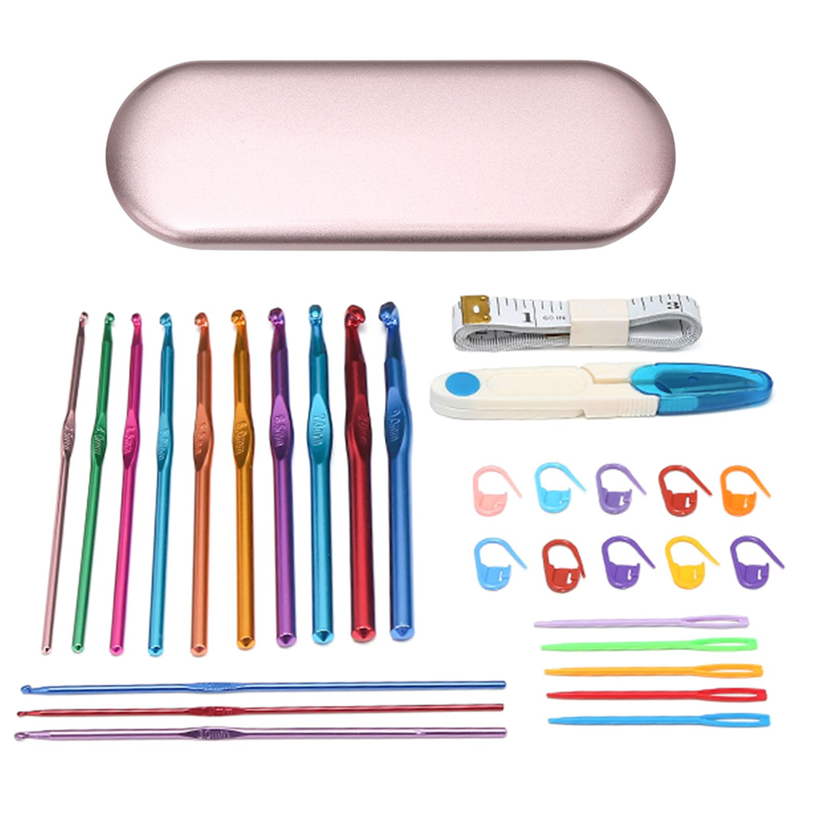 Nucelit 30 Pieces Portable Crochet Starter Kits Beginners Crochet Kits Yarn and Hook Set for Making Bag, Gloves Needle Set with Case Needle for Yarn Beginner