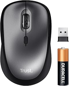 Trust Quiet Wireless Mouse with Battery for Right and Left-Handed Users, 800-1600 DPI, 83% Recycled Plastic, Stowable USB …