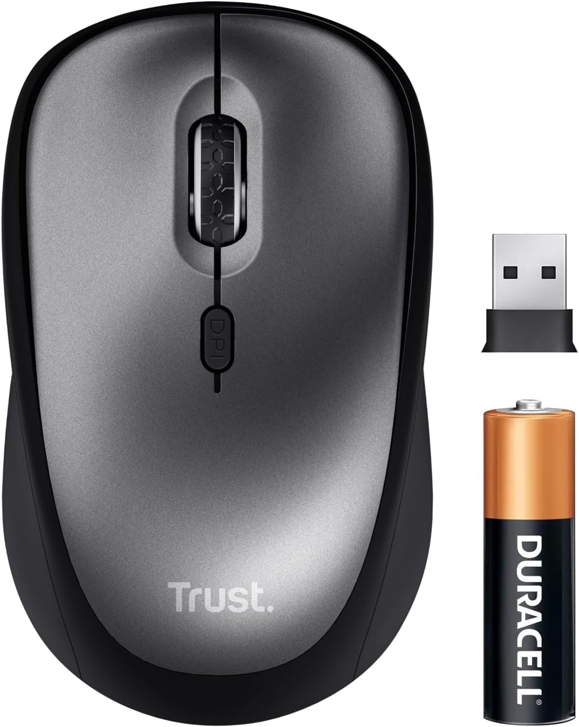 Trust Silent Wireless Mouse, Battery Included, for Left and Right Hand Users, 800-1600 DPI, 83% Recycled Materials, Storable USB Micro Receiver, Quiet Compact Computer Mouse for PC, Laptop, Mac