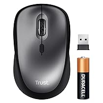 Trust Mouse Wireless Silenzioso con Batteria, per Mano Sinistra e Destra, 83% Plastica Riciclata, 800-1600 DPI, Microricevitore USB, Mouse Senza Fili Compatto per PC, Laptop, Computer, Mac