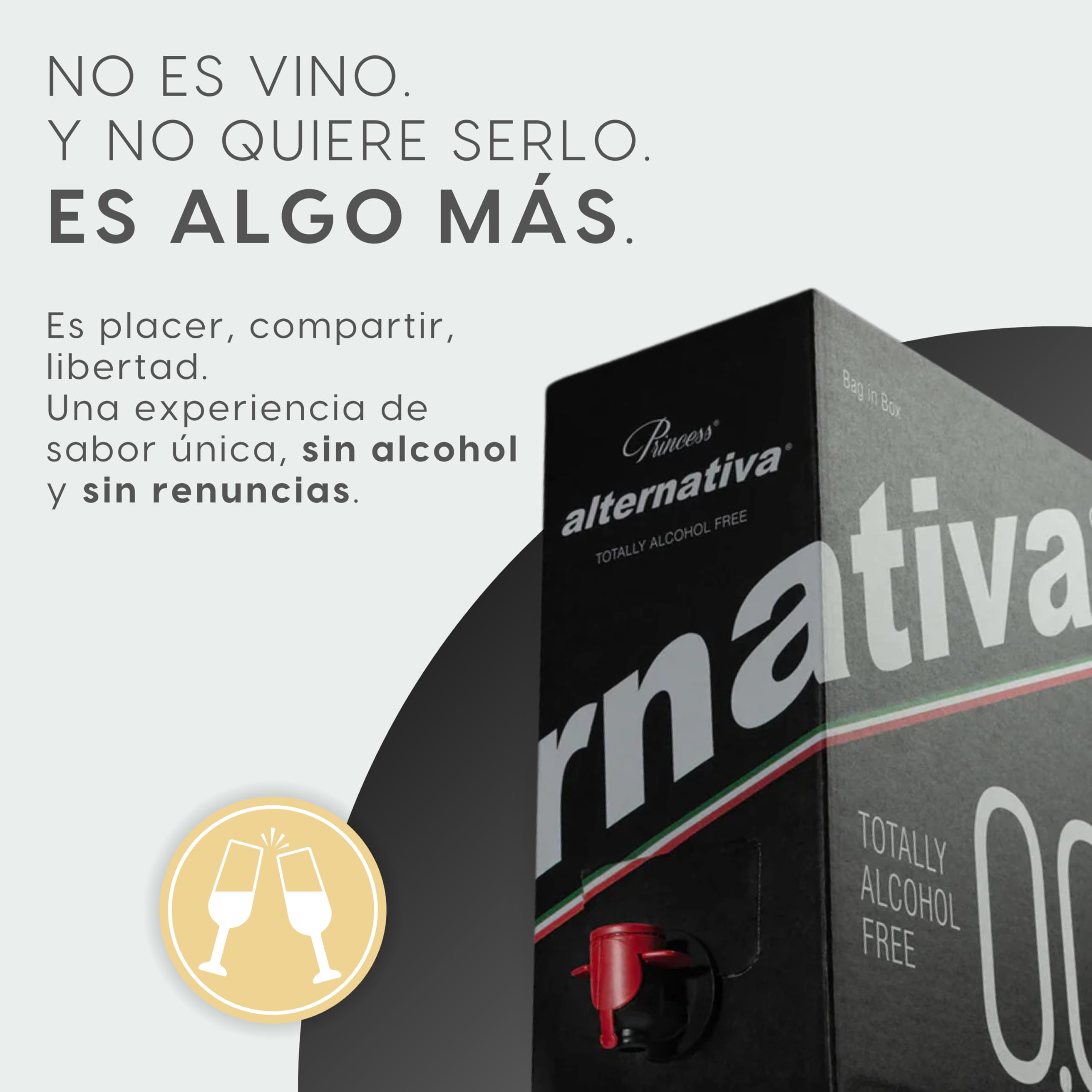 ALTERNATIVA Bag in Box 5L Blanco Seco Sin Alcohol 0,0% - Made in Italy | Bebida Desalcoholizada Premium Ideal para Celebraciones, Regalos y Momentos Especiales