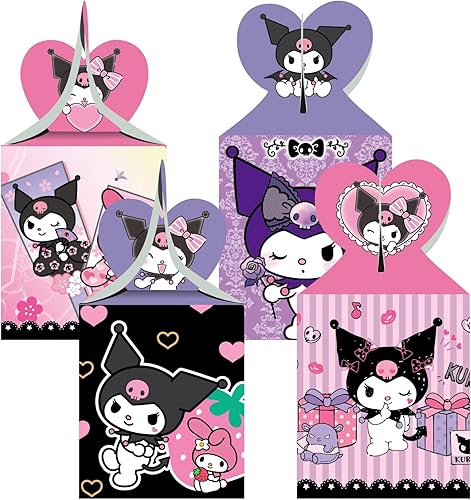 Miniatura 5 de ARHAVI 12 cajas de regalo de fiesta Kuromi, My Melody y Kuromi suministros de fiesta de cumpleaños para decoraciones de fiesta Kawaii