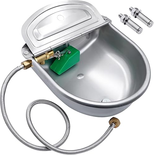 ZHEQOGZH Cuenco automático de agua para ganado para perro, cerdo, cabra y pollo, de acero inoxidable, con válvula flotante, tapón de drenaje