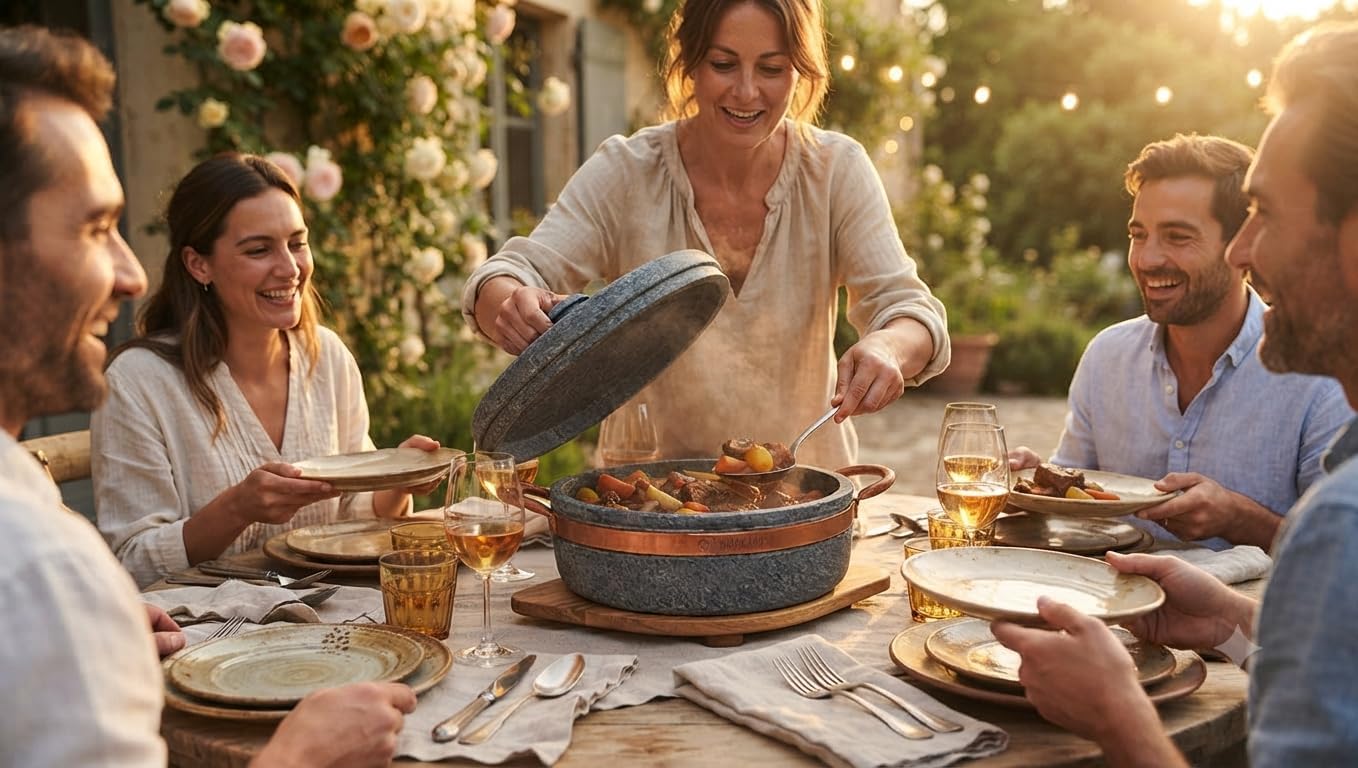 3.3 qt. soapstone braiser with copper handles | Non-toxic and Non-stick | Unique, durable and eco-friendly | The green alternative to cast iron