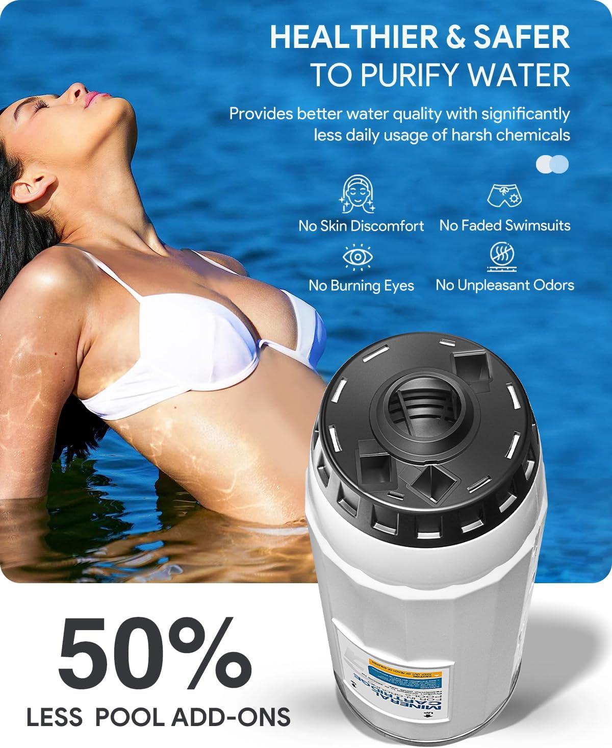 Replacement for Nature2 W28145 Mineral Cartridge for All G45, Professional G & Pro G Plus In Ground Pool System, for Pools up to 45,000 Gallons, N2CG45, W26745