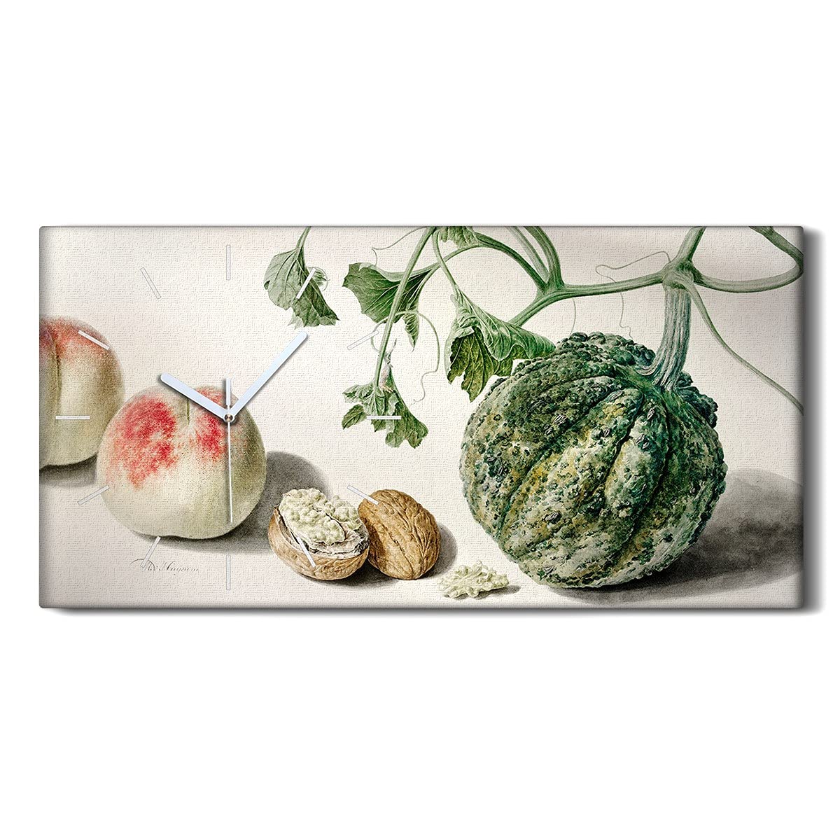 Horloge sur Toile Art Moderne Image Art Mural Fruits Noix Décoration 60x30cm