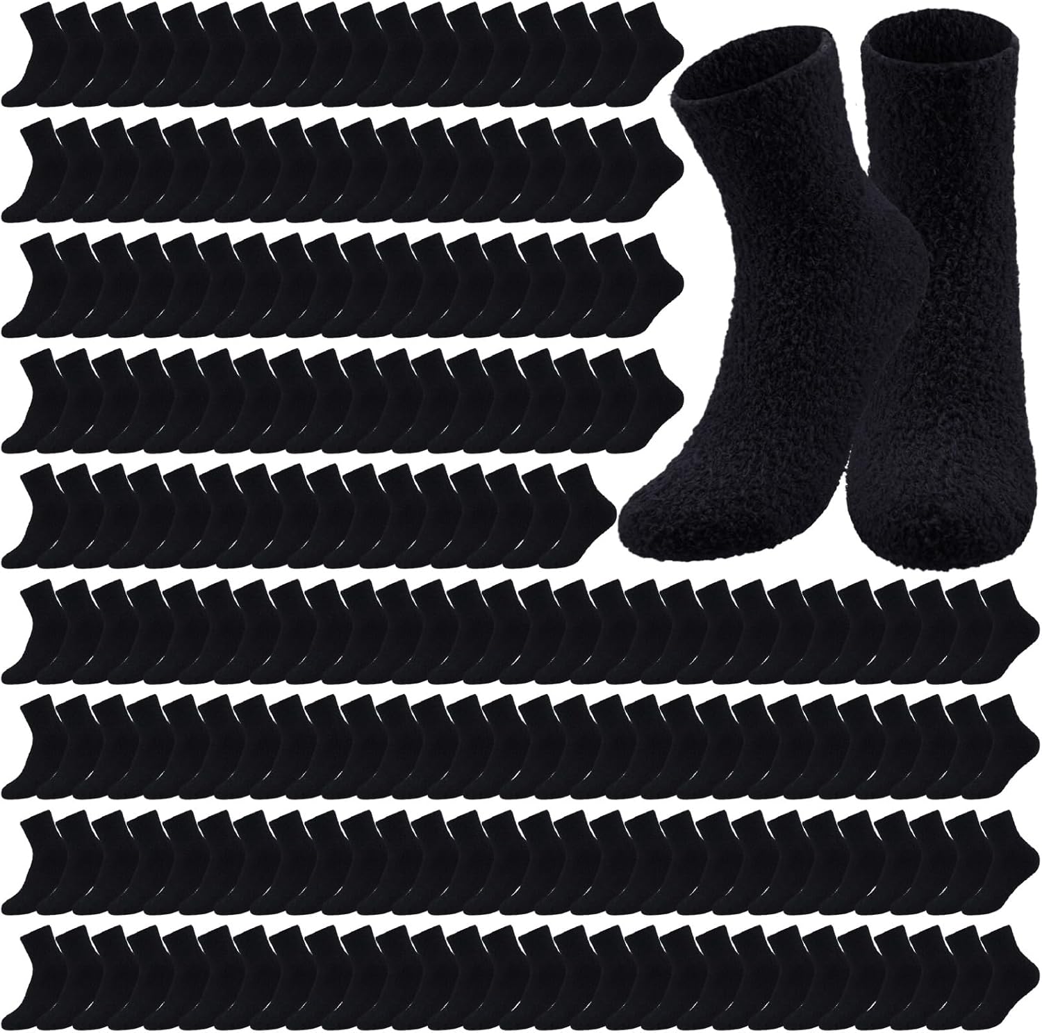 Cuffbow 100 Pairs Bulk Fuzzy Socks for Men Women Cozy Slipper Fluffy Socks Bulk Warm Gifts for Homeless