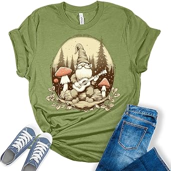 GyftWear Mushroom Shirts Toad Cottagecore Tshirts Aesthetic Casual Bella Frog Graphic Tees for Women