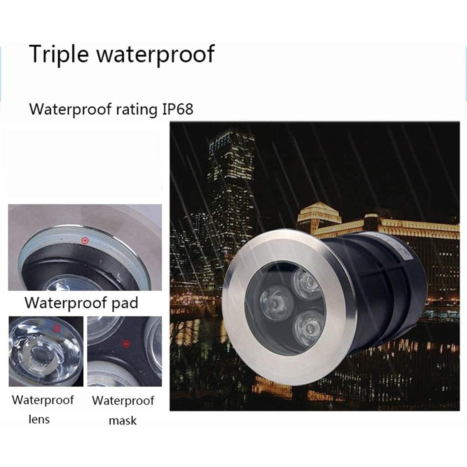 Tauchfähiges LED-Licht - Einbaustrahler für den Außenbereich, Mini-12-V-Unterwasser-LED-Strahler, IP68 wasserdichter Niederspannungs-LED-Einbaustrahler, für Garten, Terrasse, Treppe, Poolbeleuchtung